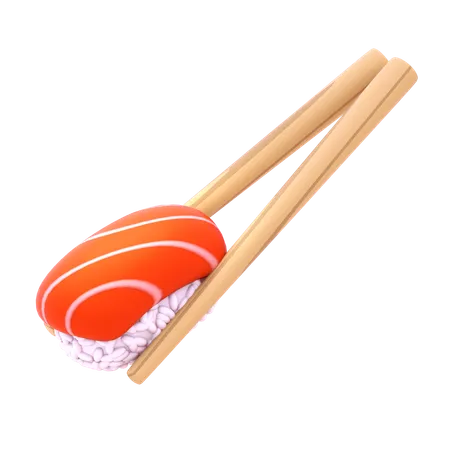 Salmon Nigiri In Chopstick  3D Icon