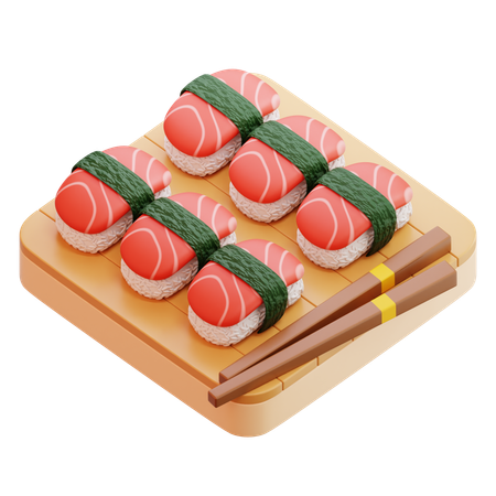 Salmon Nigiri Sushi With Chopsticks  3D Icon