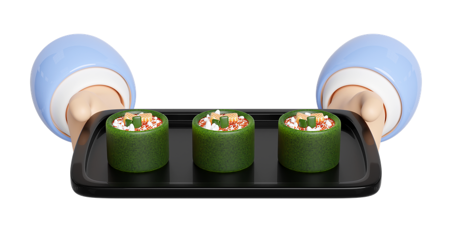 Sushi onigiri de salmón  3D Icon