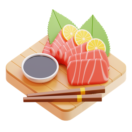 Salmon Sashimi With Lemon  3D Icon