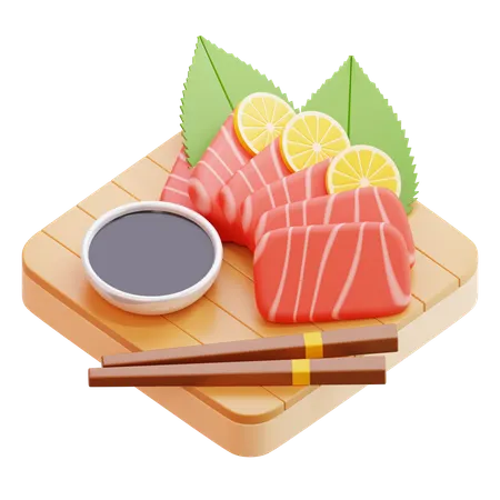 Salmon Sashimi With Lemon  3D Icon
