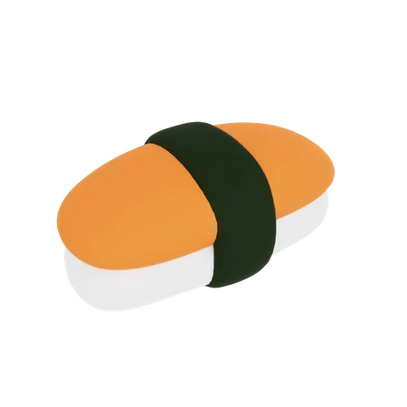 3 D Illustration Salmon Sushi 3 D Rendering Of A Cartoon Japanese Food 3D Icon