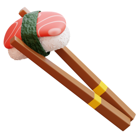 Salmon Sushi With Chopsticks  3D Icon