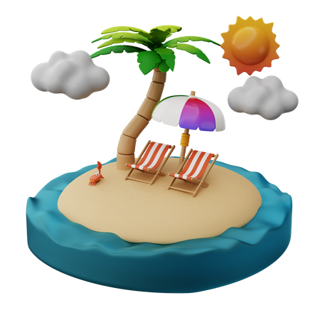 Salon de plage pour couple  3D Illustration