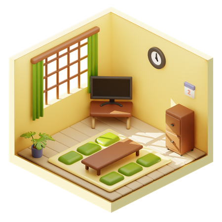 Salón japonés  3D Icon