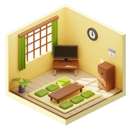 Salón japonés  3D Icon