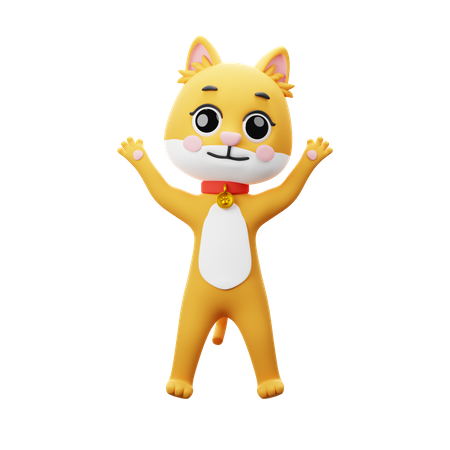 Salto de personagem de gato  3D Illustration