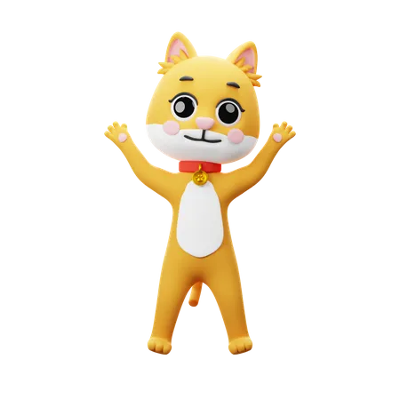 Salto de personagem de gato  3D Illustration