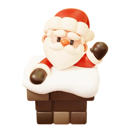 Saludo de Papá Noel en la chimenea  3D Icon