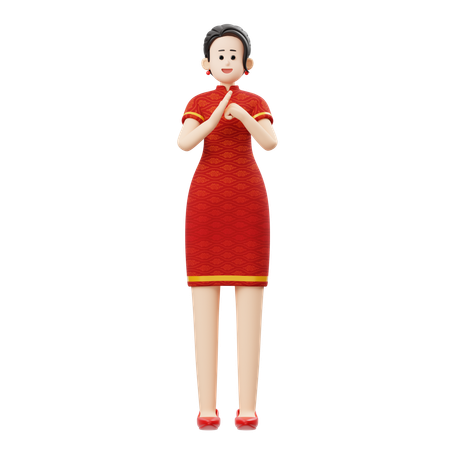 Salutation de femme du nouvel an chinois  3D Icon