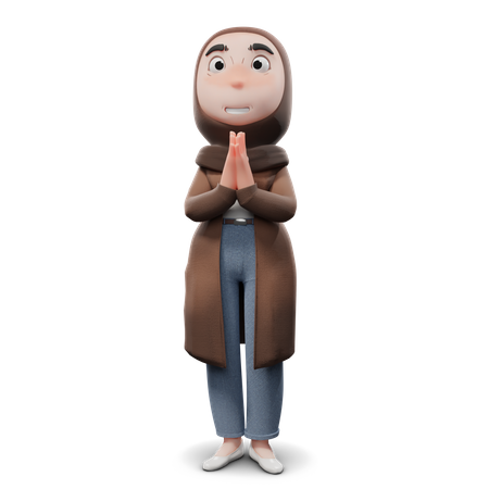 Salutation de fille hijab  3D Icon