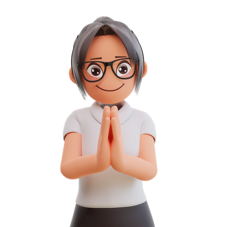 Salutation de jeune femme d'affaires  3D Icon