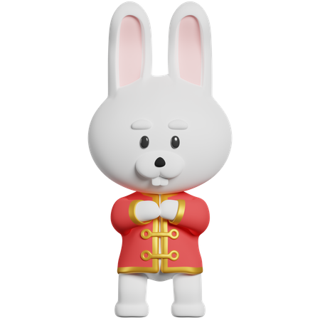 Salutation de lapin chinois  3D Illustration