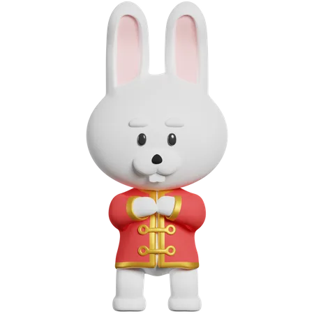 Salutation de lapin chinois  3D Illustration