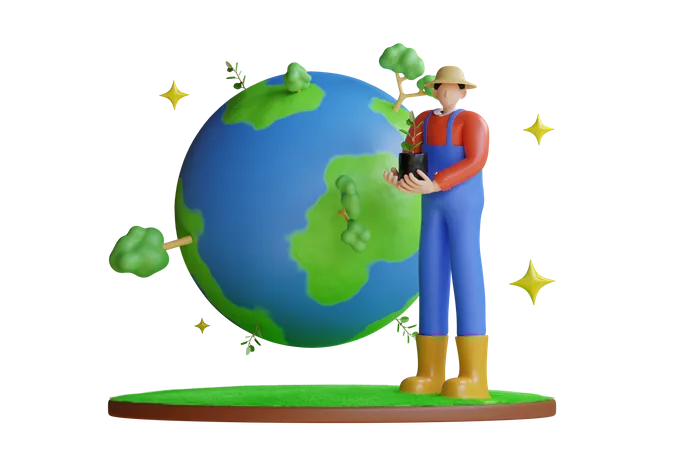 Salve o Planeta  3D Illustration