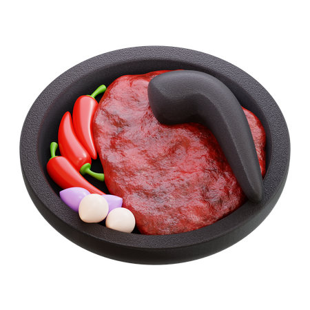 Sambal com pilão e almofariz  3D Icon