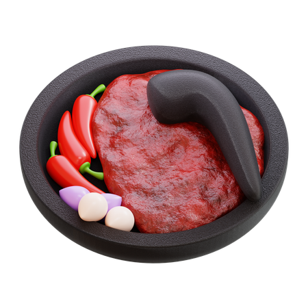 Sambal With Mortar And Pestle  3D Icon