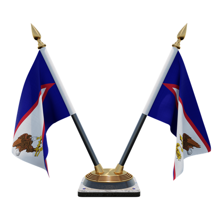 Support de drapeau de bureau double (V) Samoa américaines  3D Icon