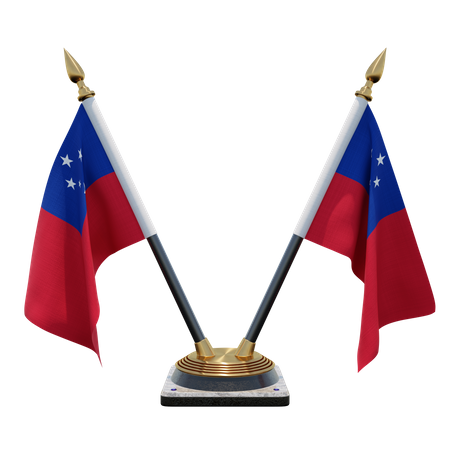 Samoa Double Desk Flag Stand  3D Flag