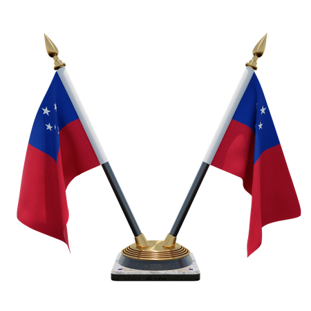 Support de drapeau de bureau double (V) Samoa  3D Icon