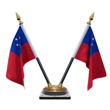 Samoa Double (V) Desk Flag Stand 3D Icon