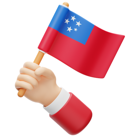 Samoa-Flagge in der Hand  3D Icon