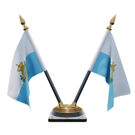 San Marino Doppel-Tischflaggenständer  3D Flag