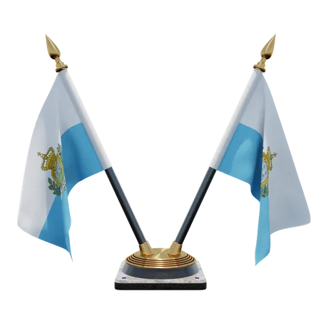 San Marino Doppel-Tischflaggenständer  3D Flag