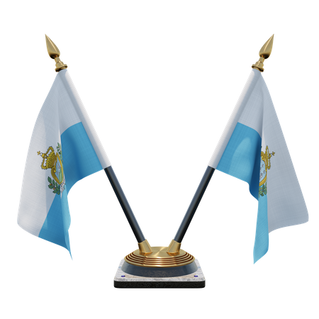 San Marino Double Desk Flag Stand  3D Flag