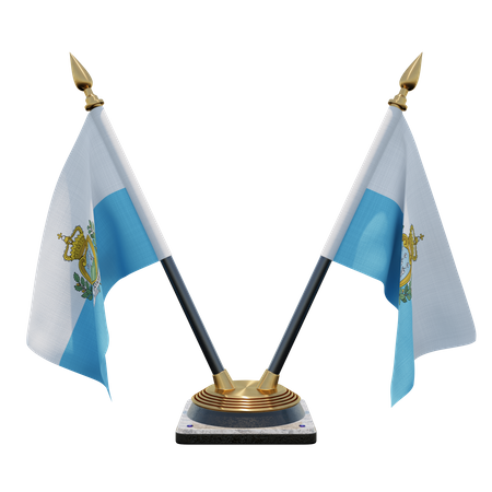 San Marino Double Desk Flag Stand  3D Illustration