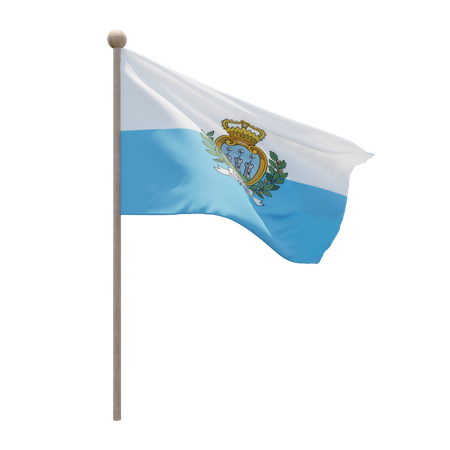San Marino Flag Pole  3D Flag