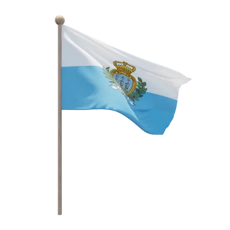San Marino Flag Pole  3D Flag