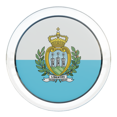 San Marino Round Flag  3D Icon