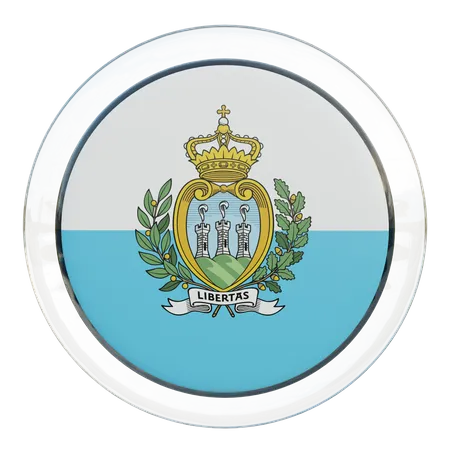 San Marino Round Flag  3D Icon