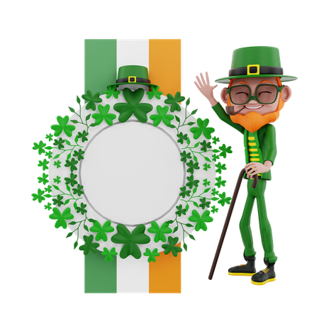 San Patricio con bandera de iris  3D Icon