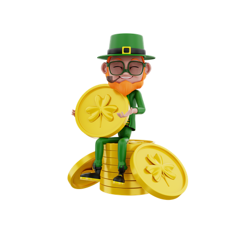 San Patricio sosteniendo moneda  3D Icon