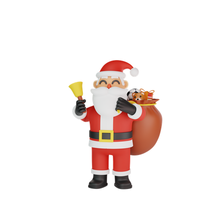 Santa Holding Gift Bag 3D Illustration