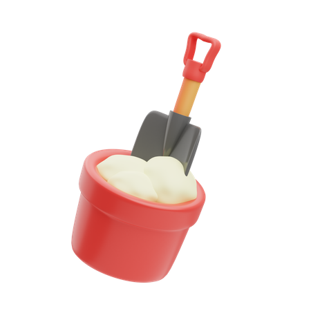 Sand And Shovel Bucket  3D Illustration