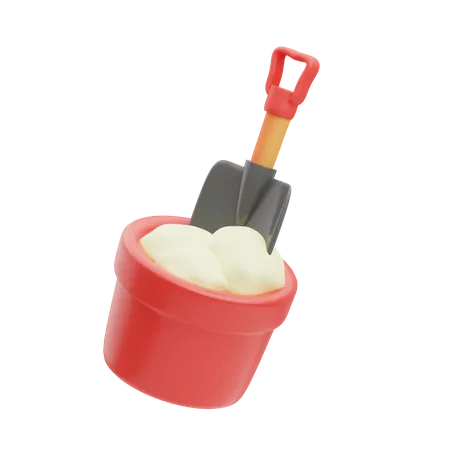 Sand And Shovel Bucket  3D Illustration