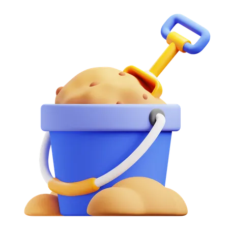 Sand Bucket And The Shovel 3D Icon