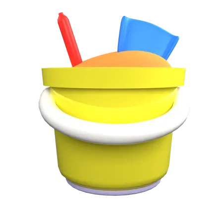 Beach Sand Bucket 3 D Icon For Summer 3D Illustration