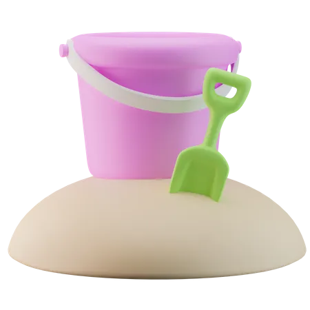 Shovel And Pail Sand Toy 3 D Icon Illustration 3D Icon