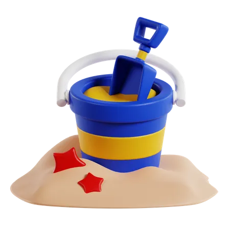 Sand Bucket 3 D Travel And Holiday Illustration 3D Icon