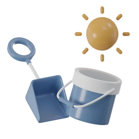 Sand Bucket 3 D Render Toy Play In Paradise On Summer 3D Icon