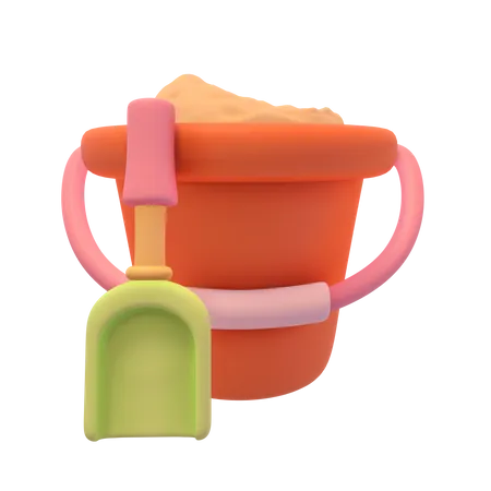 Unleash The Fun In The Sun Dive Into The World Of Imagination And Creativity With Our Vibrant 3 D Illustration Depicting The Quintessential Beach Sand Play Of Bucket And Shovel Fun 3D Icon