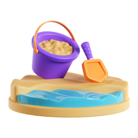 Sand Bucket And Shovel  3D Icon