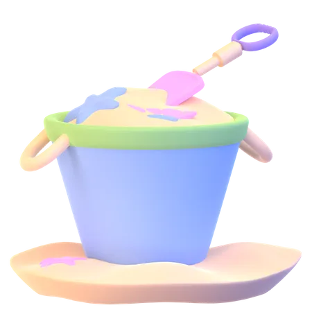 Sand Bucket And Shovel  3D Icon