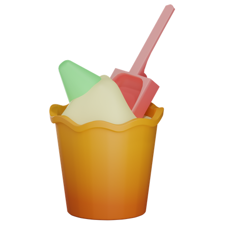 Sand Bucket And Shovel  3D Illustration