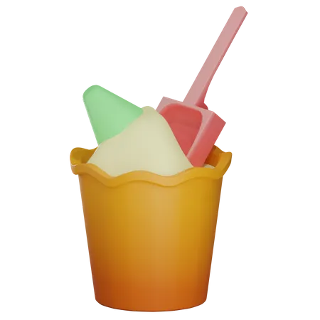 Sand Bucket And Shovel  3D Illustration