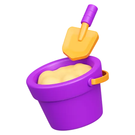 Sand Bucket And Shovel 3 D Illustration Icon 3D Icon